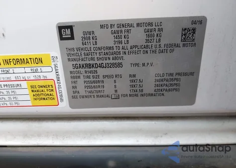 2016 Buick Enclave Leather from USA, damaged, VIN 5GAKRBKD4GJ328585